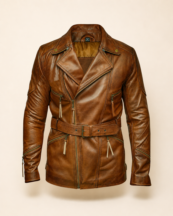 Hawkeye | Men's Brown Sheepskin Double Breasted Leather Jacket