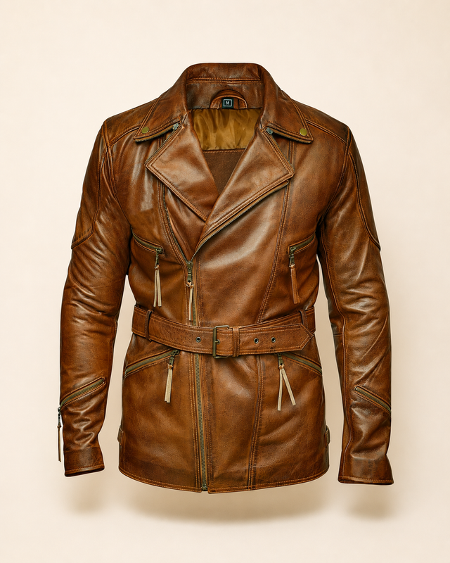 Hawkeye | Men's Brown Sheepskin Double Breasted Leather Jacket