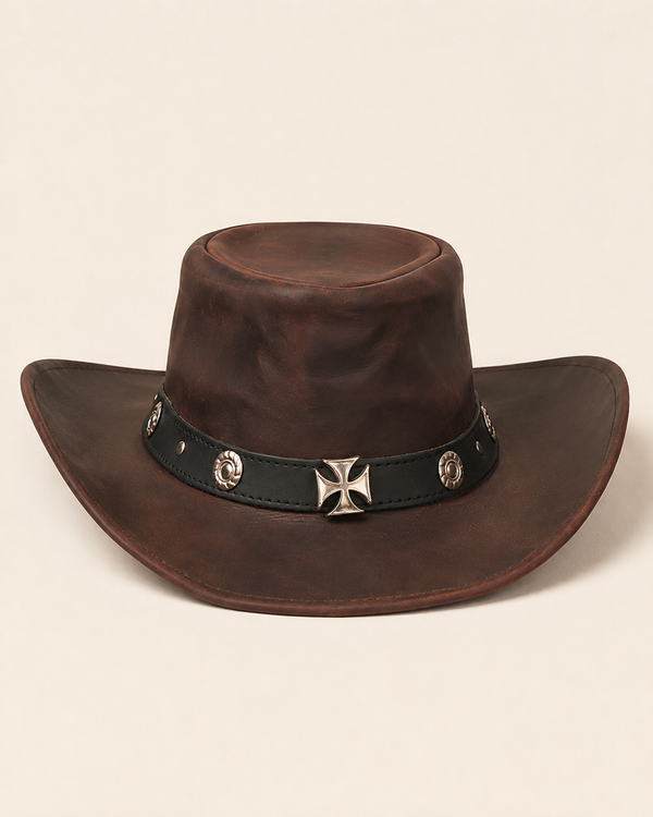 KORDOVAN's Premium Leather Western Cowboy Hat // Studs band // Burgundy