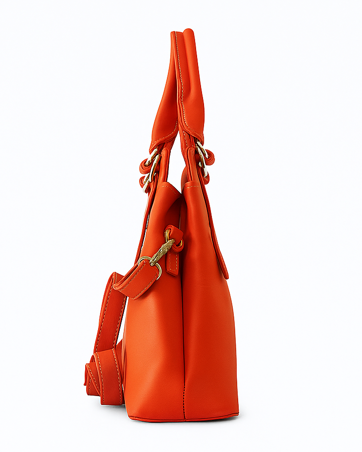 Red handbag on a white background