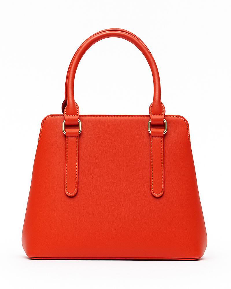 Red handbag on a white background