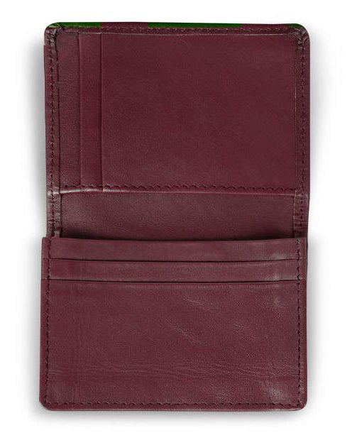 Maroon leather wallet on a white background
