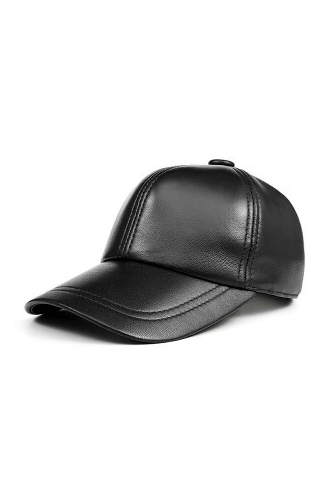 Genuine Sheep Leather Adjustable Baseball Cap // Unisex // Black