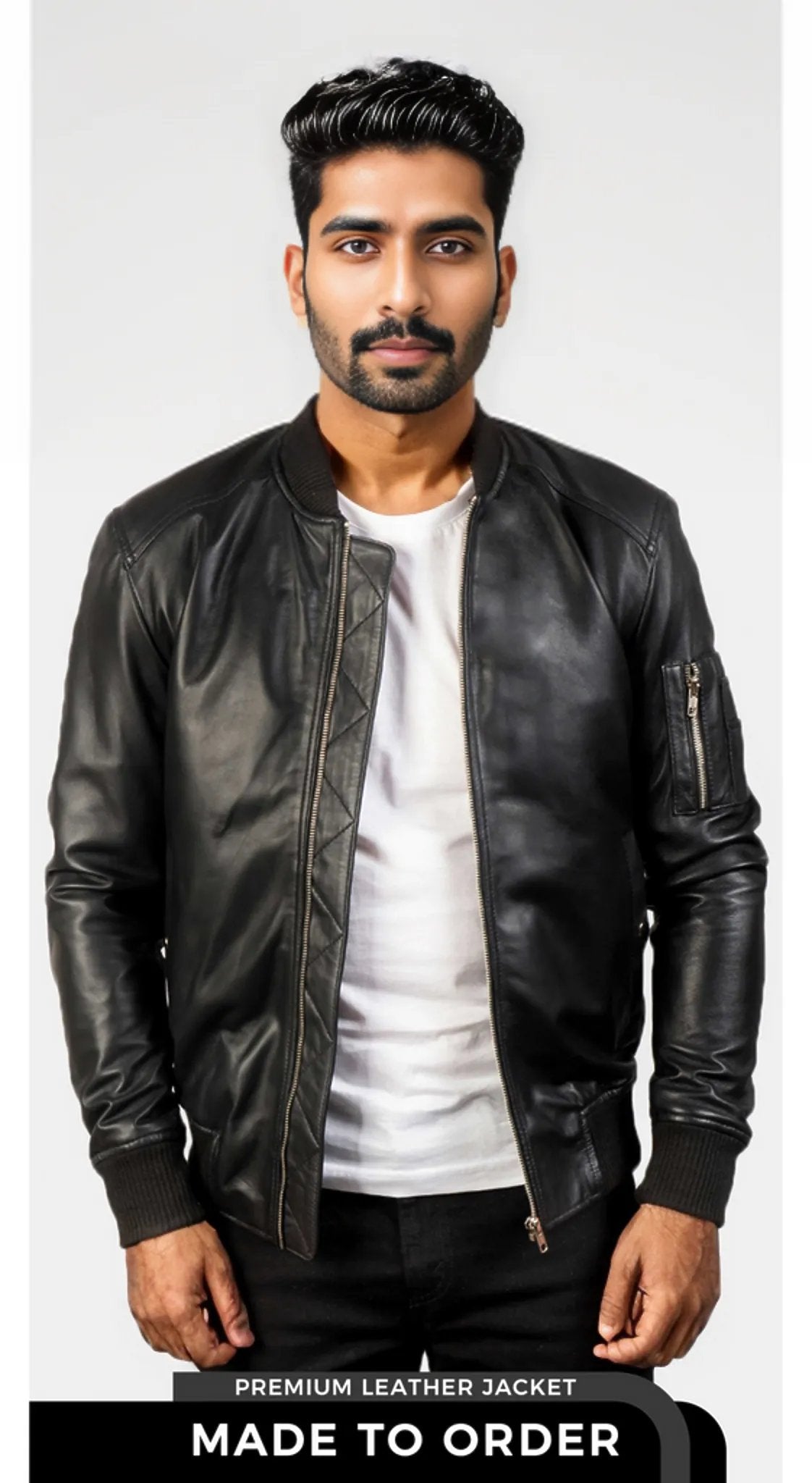 The Ace Black Leather Bomber Jacket for Men Kordovan Jacket