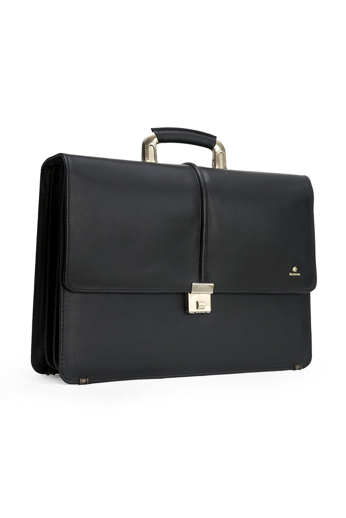 The Documaster Office Bag / Briefcase with code lock // Black - Kordovan