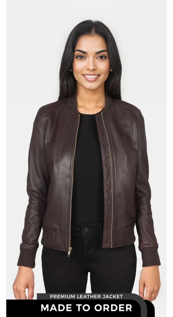 Bliss Women's Leather Bomber Jacket | Kordovan Leather Pakistan