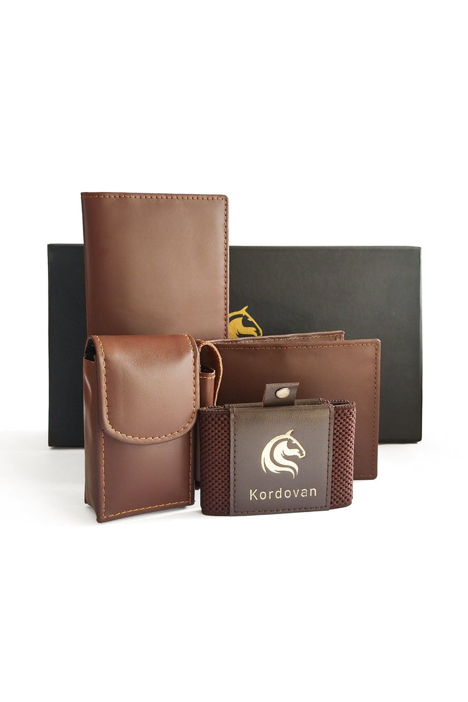 "Four in One" Leather Gift Set - Brown - Kordovan