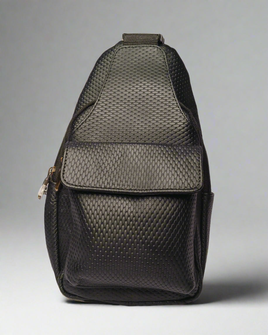 Black mesh bag on a white background