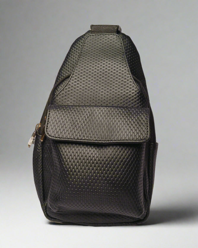 Black mesh bag on a white background