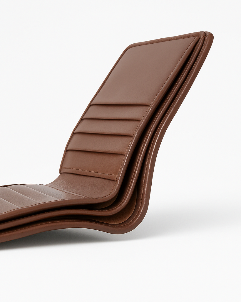 Brown leather lounge chair on a white background