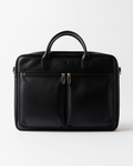 Black leather briefcase on a white background