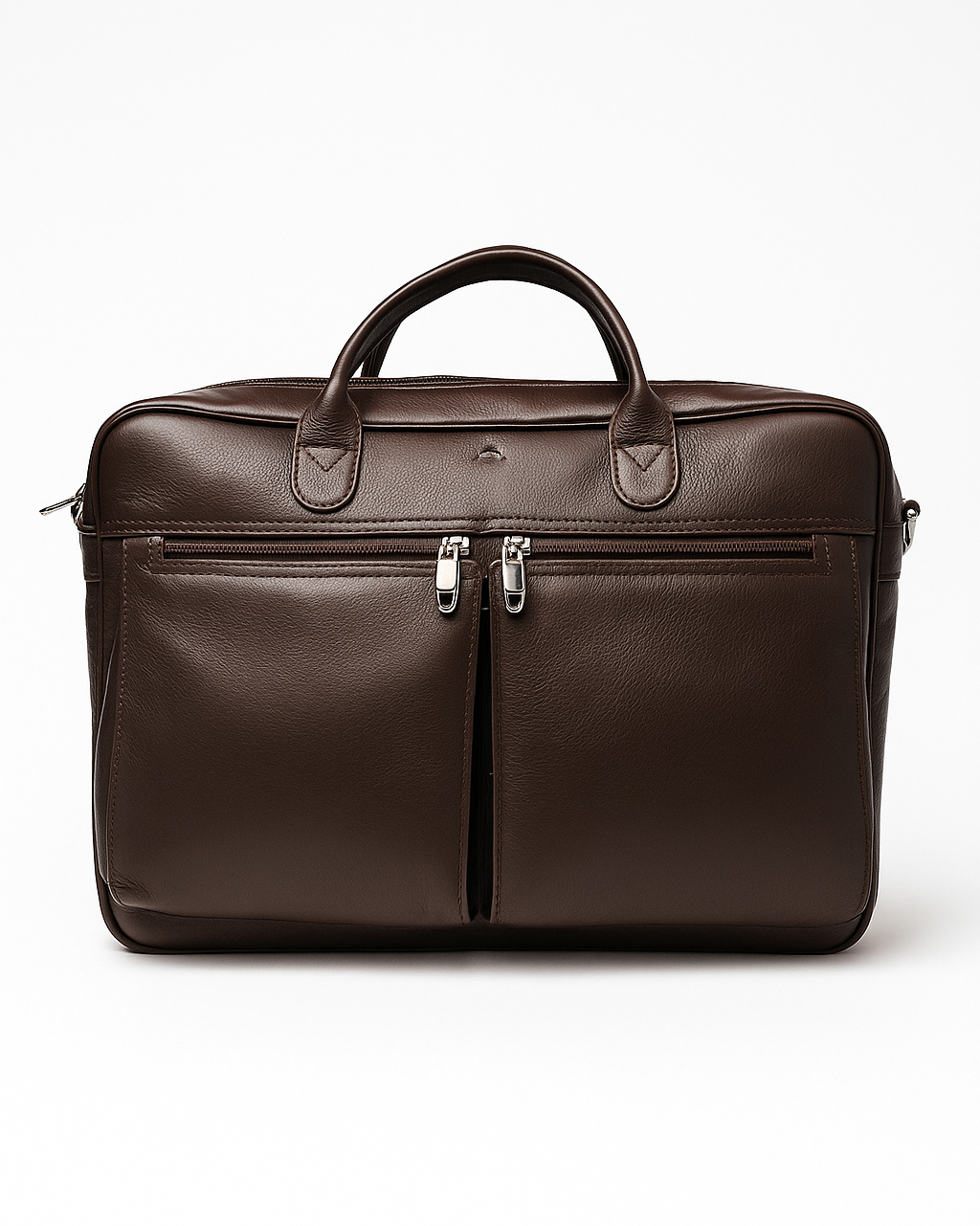 Brown leather briefcase on a white background