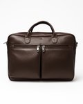 Brown leather briefcase on a white background