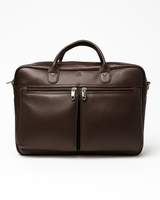 Brown leather briefcase on a white background