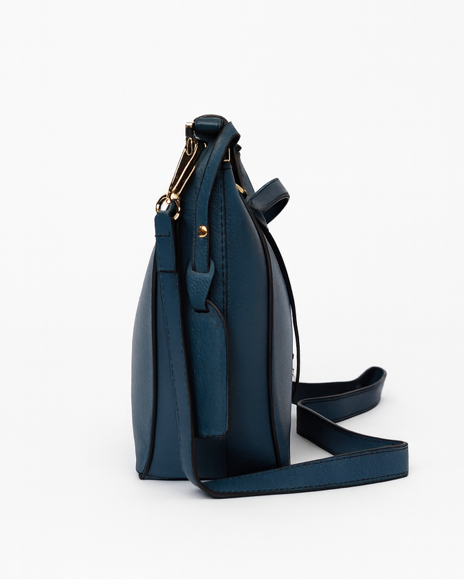 Navy blue handbag on a white background