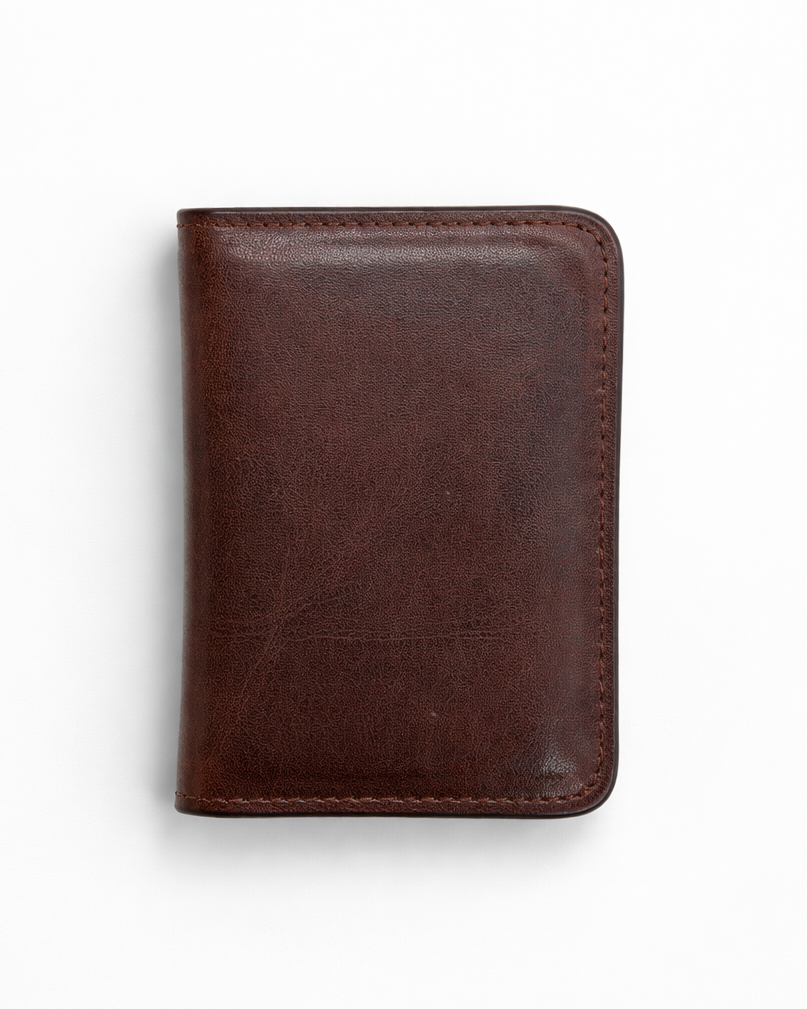 Brown leather wallet on a white background