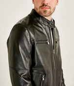 Alveraz | Black Sheepskin Biker Leather Jacket