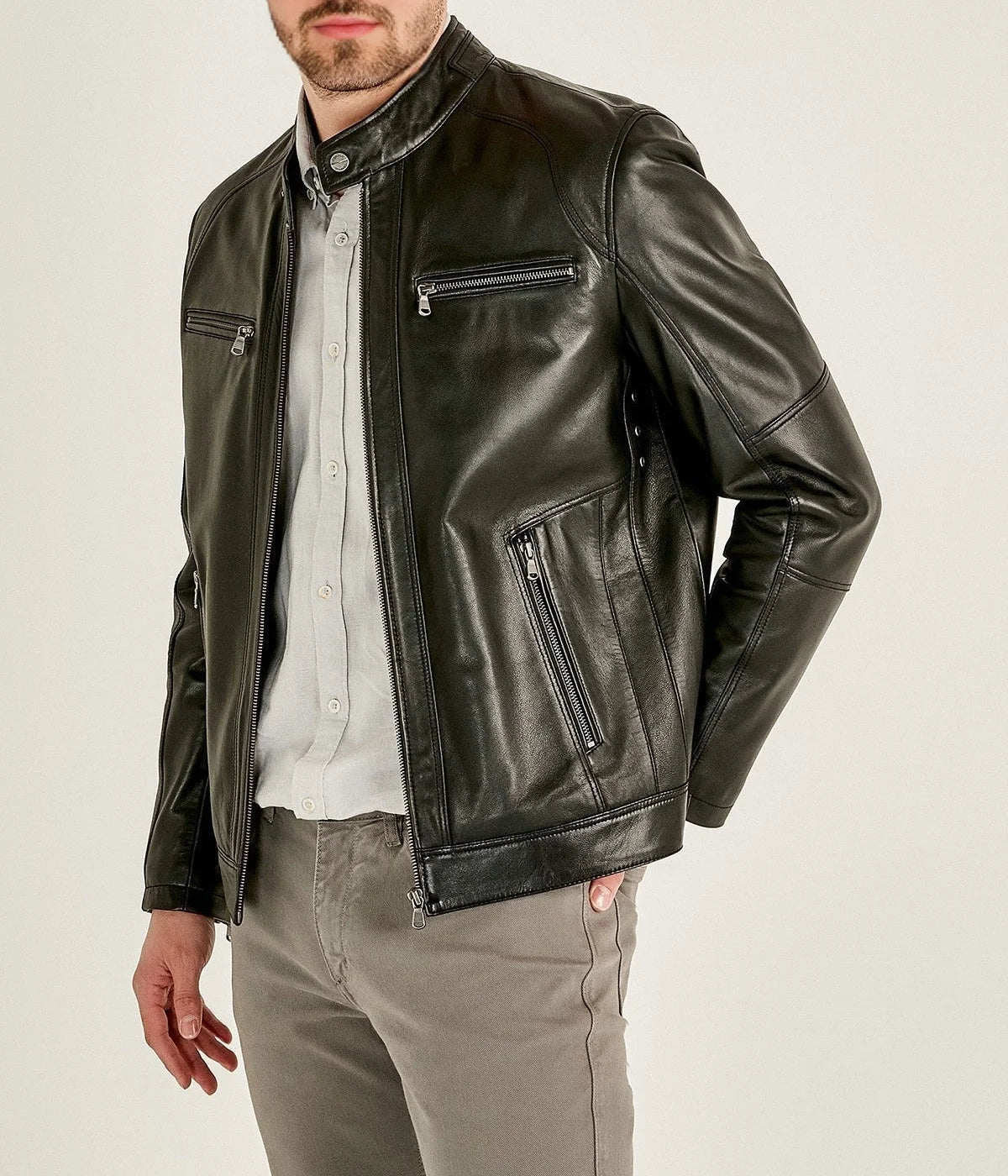 Alveraz | Black Sheepskin Biker Leather Jacket