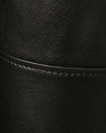 Alveraz — men's black sheepskin leather jacket, close-up of the leather grain and hardware | Kordovan Pakistan