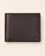 The Aristocrat slim leather wallet in brown — front view | Kordovan Pakistan