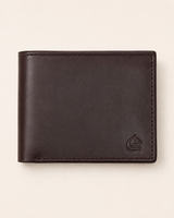 The Aristocrat slim leather wallet in brown — front view | Kordovan Pakistan
