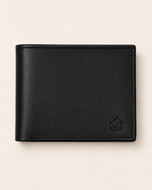 The Aristocrat slim leather wallet in black — front view | Kordovan Pakistan