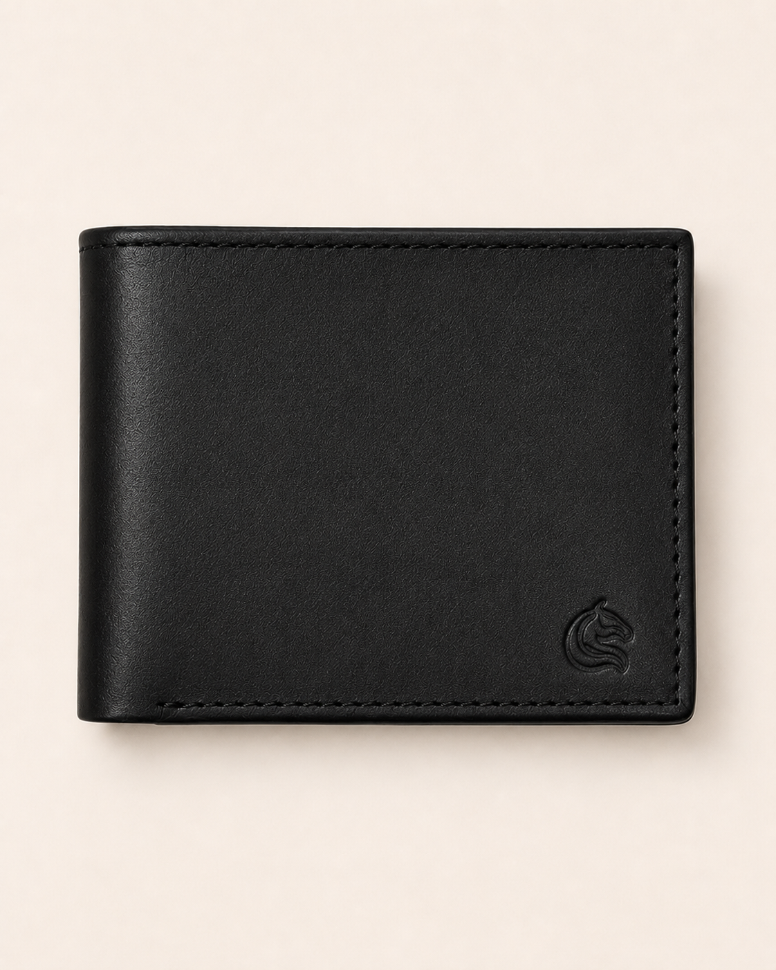 The Aristocrat slim leather wallet in black — front view | Kordovan Pakistan