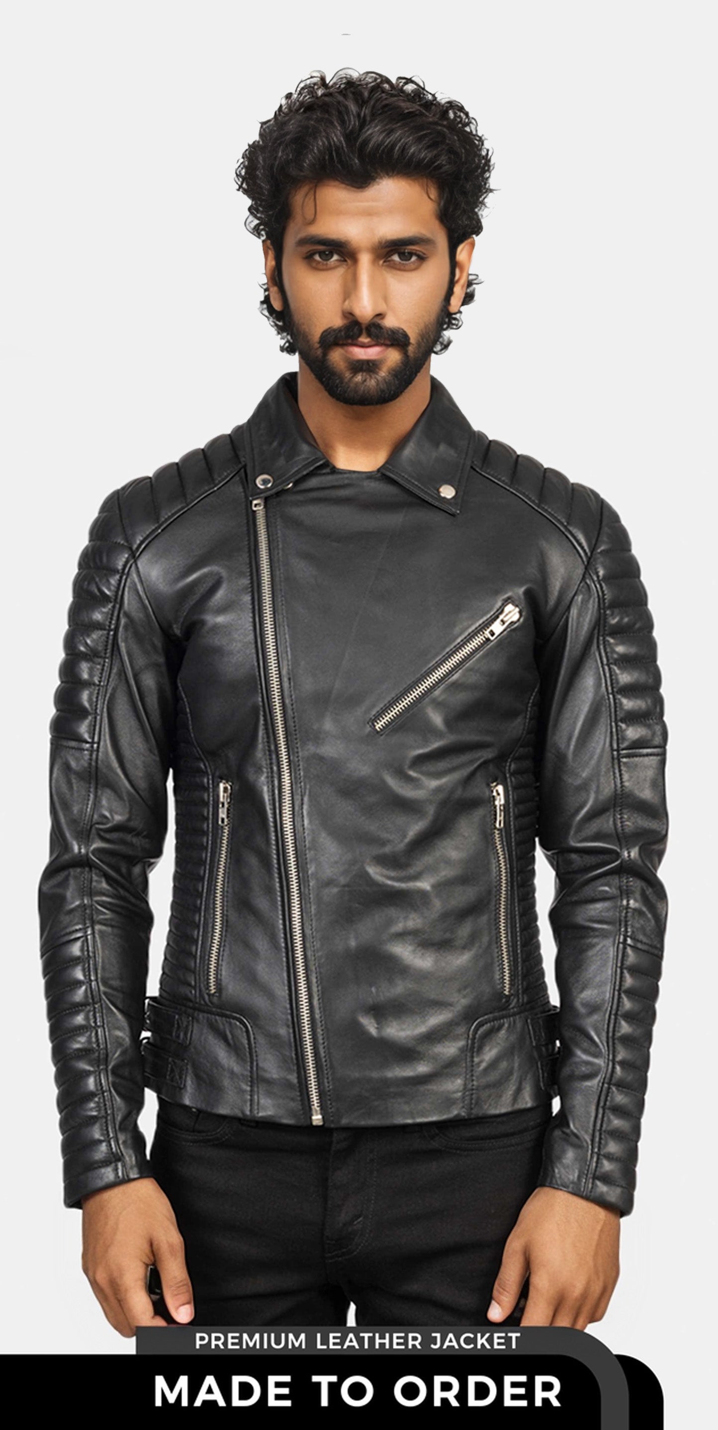 Armageddon | Men's Black Sheepskin Leather Biker Jacket