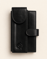 The Armour dual mobile wallet with notepad in black leather — front view | Kordovan Pakistan