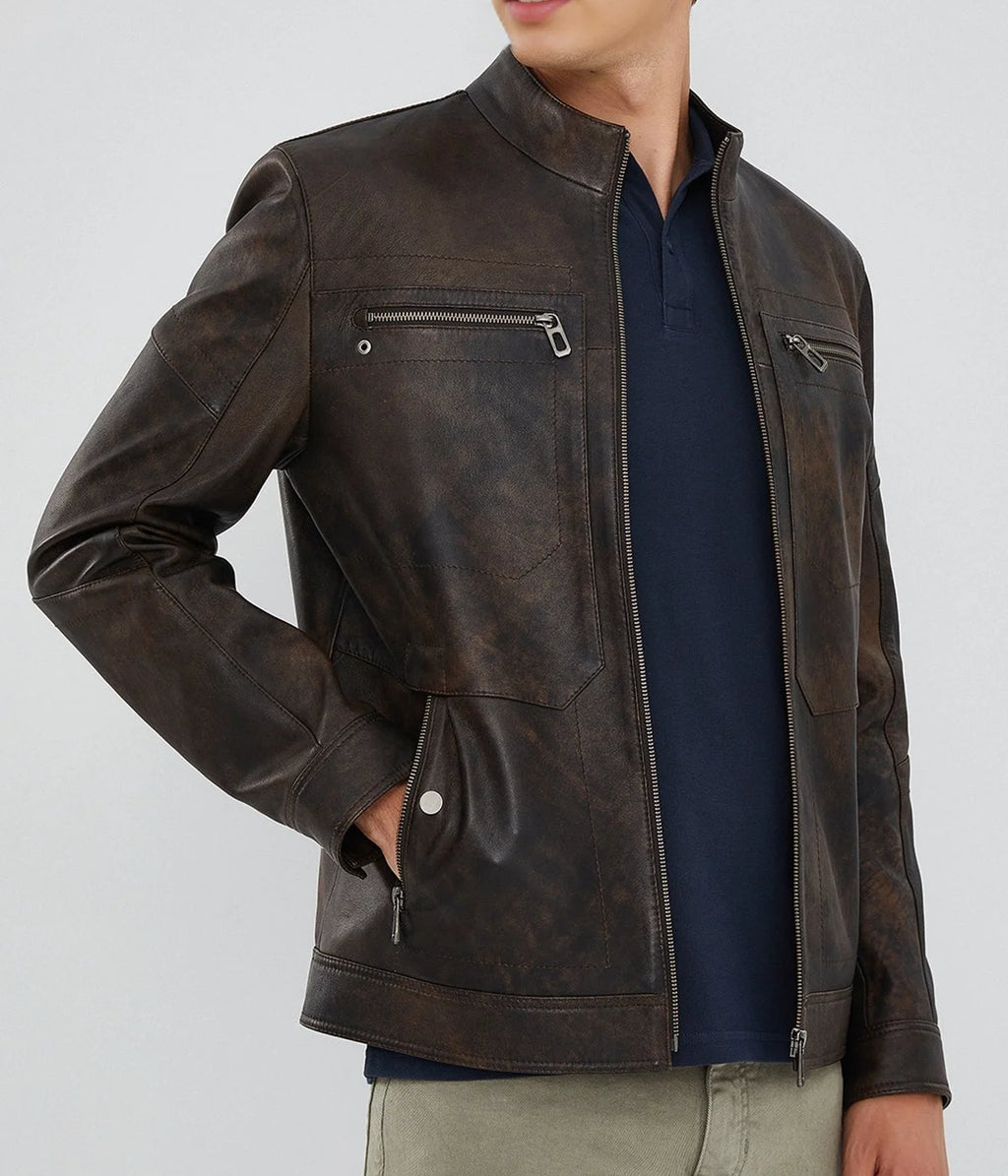 Bohemia | Vintage Brown Sheepskin Leather Jacket