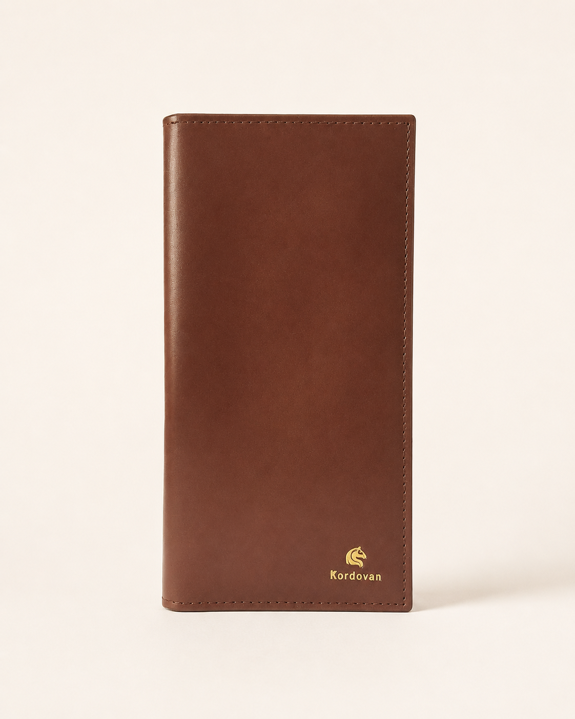 The Elite mobile wallet in Dave Brown nappa leather — front view | Kordovan Pakistan