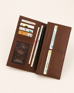 The Elite mobile wallet open — dedicated phone chamber, 12 card slots and ID window