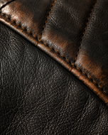 Durham Waxed | Men's Black Leather Biker Jacket with Brown Accents