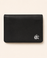 Elite Card Holder in burnished black leather — front view | Kordovan Pakistan