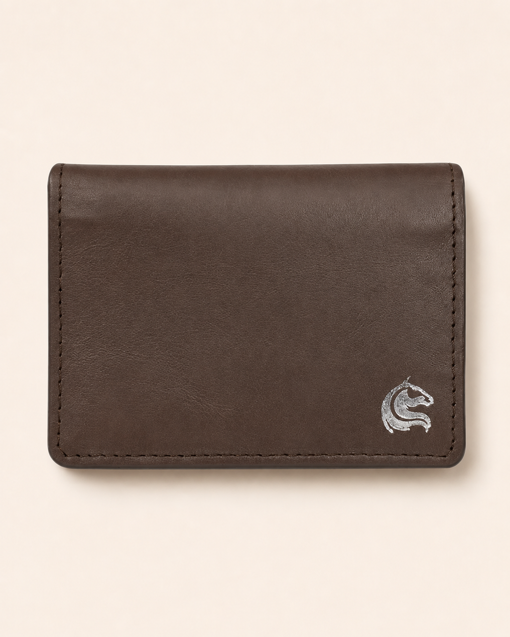 Elite Card Holder in brown leather — front view | Kordovan Pakistan