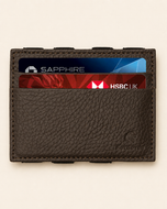 ILLUSION magic wallet in elephant grey milled leather — front view | Kordovan Pakistan