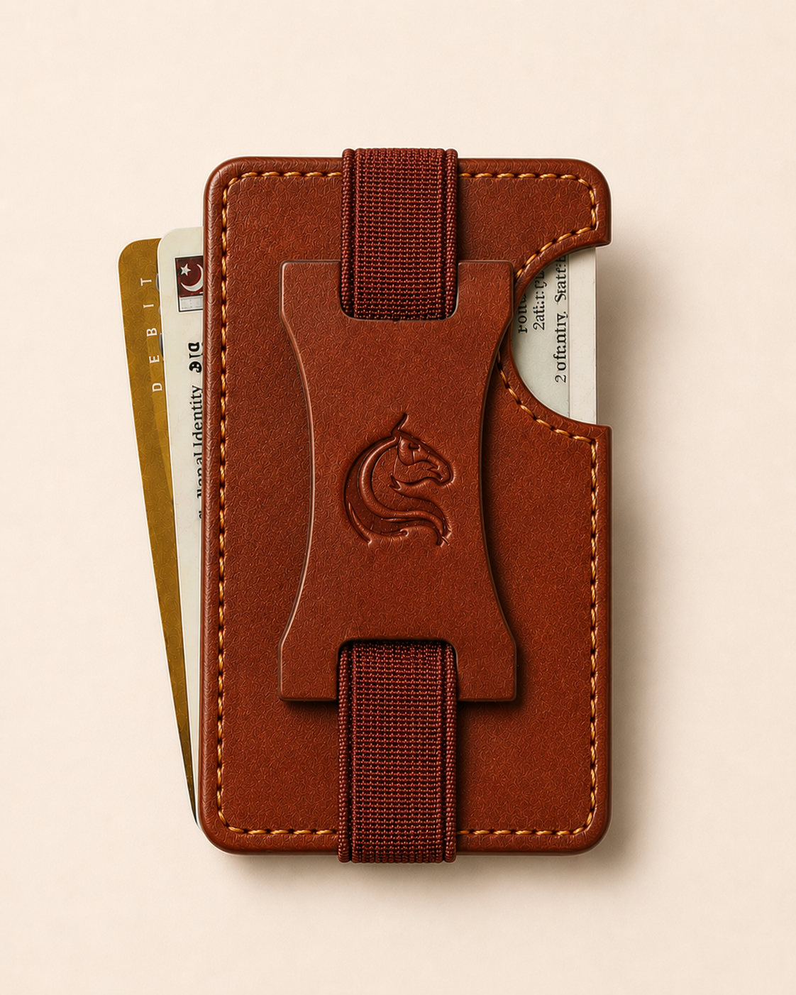 The Razor RFID smart wallet in all brown leather — front view | Kordovan Pakistan