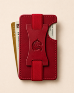 The Razor RFID smart wallet in all red leather — front view | Kordovan Pakistan
