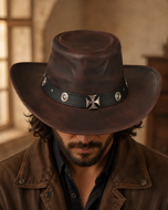 KORDOVAN's Premium Leather Western Cowboy Hat // Studs band // Burgundy