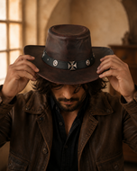 KORDOVAN's Premium Leather Western Cowboy Hat // Studs band // Burgundy