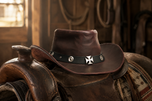 KORDOVAN's Premium Leather Western Cowboy Hat // Studs band // Burgundy