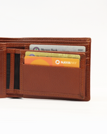 The Kingsman wallet open — card slots, ID holder and cash compartments