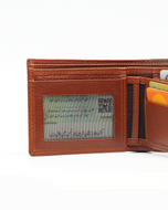 Kingsman wallet interior detail — pebble-grain cowhide card slots