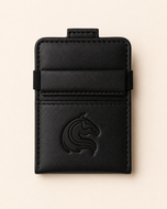 Kodo Vertical 2.0 RFID smart wallet in black leather — front view | Kordovan Pakistan