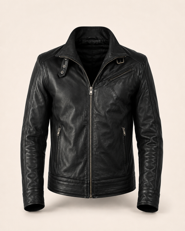 Legender Black | Men's Black Leather Biker Jacket