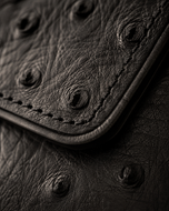 Black ladies clutch interior detail — zip pocket in full-grain leather