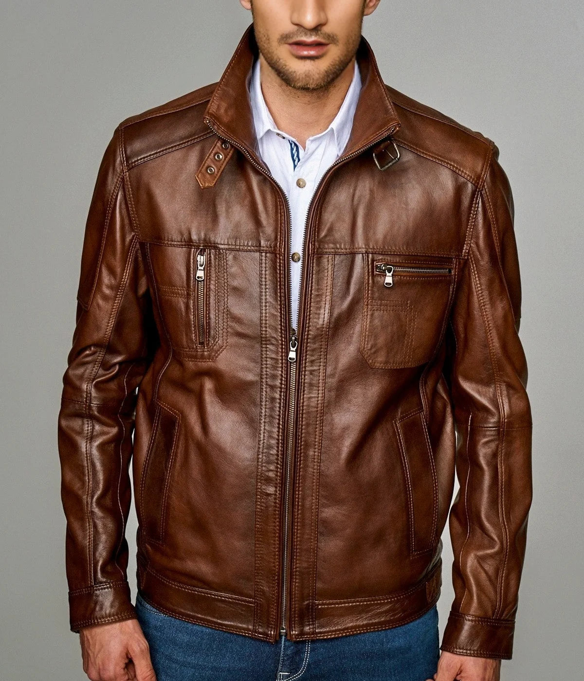 Maverick | Men's Brown Sheepskin Leather Jacket