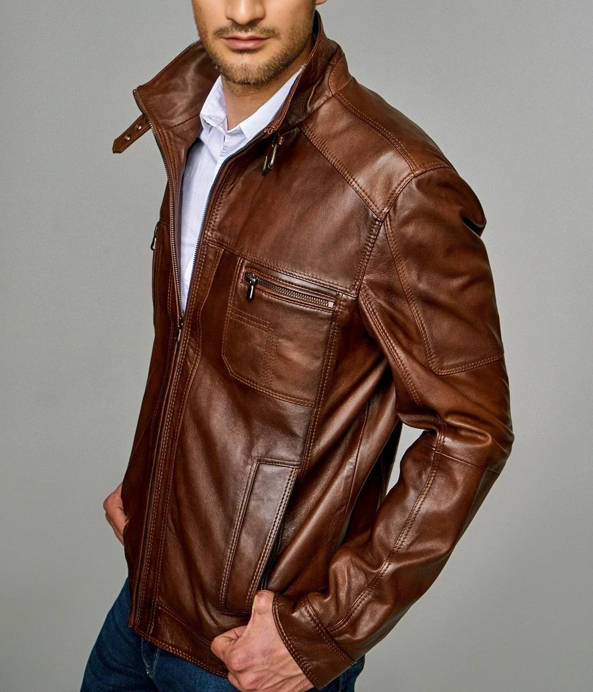 Mens modern leather jackets best sale