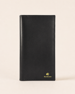 The Elite mobile wallet in Midnight Black nappa leather — front view | Kordovan Pakistan