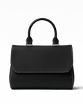 Black handbag on a white background